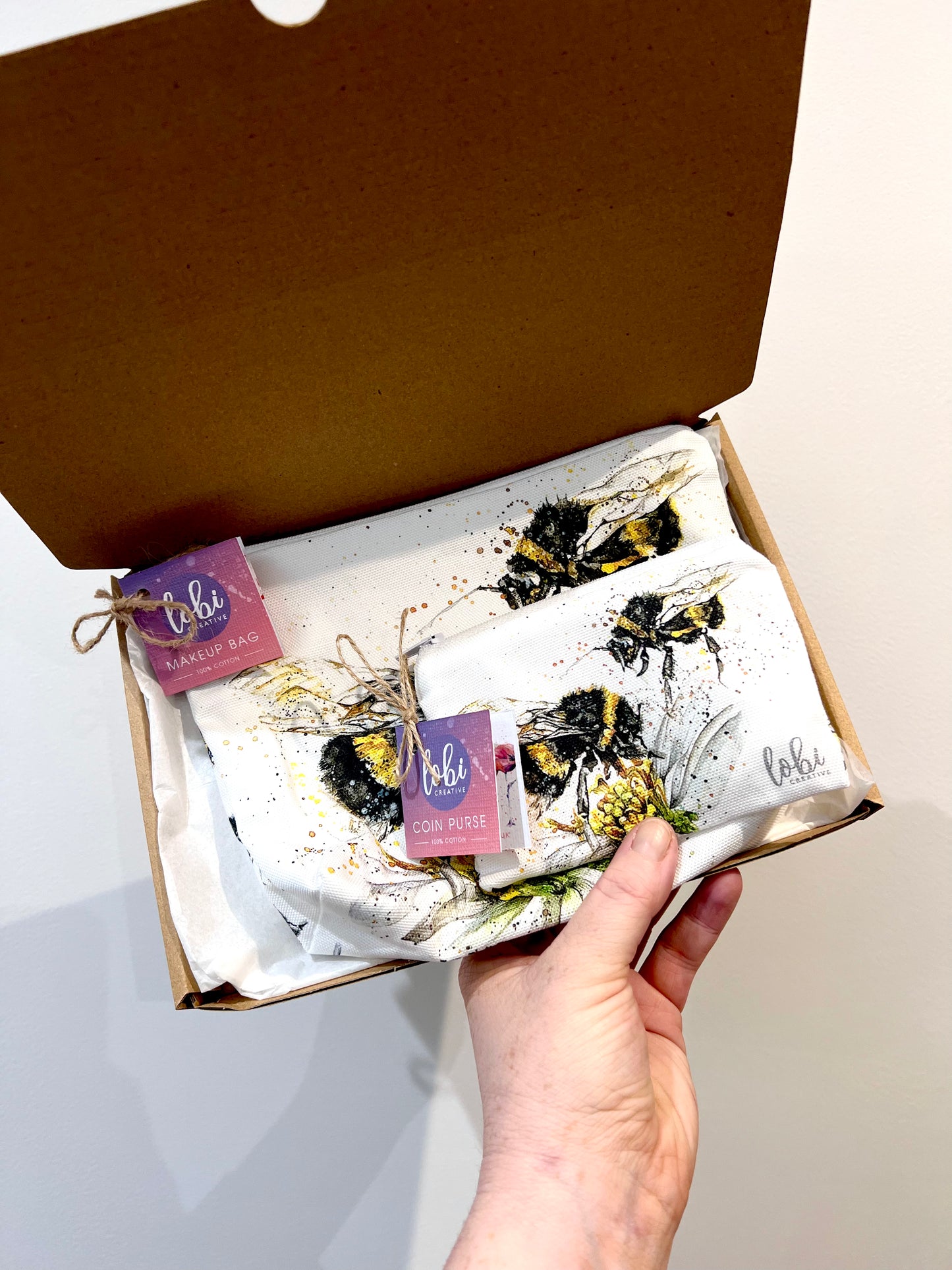 Watercolour The Bees Makeup & Coin Purse Gift Set
