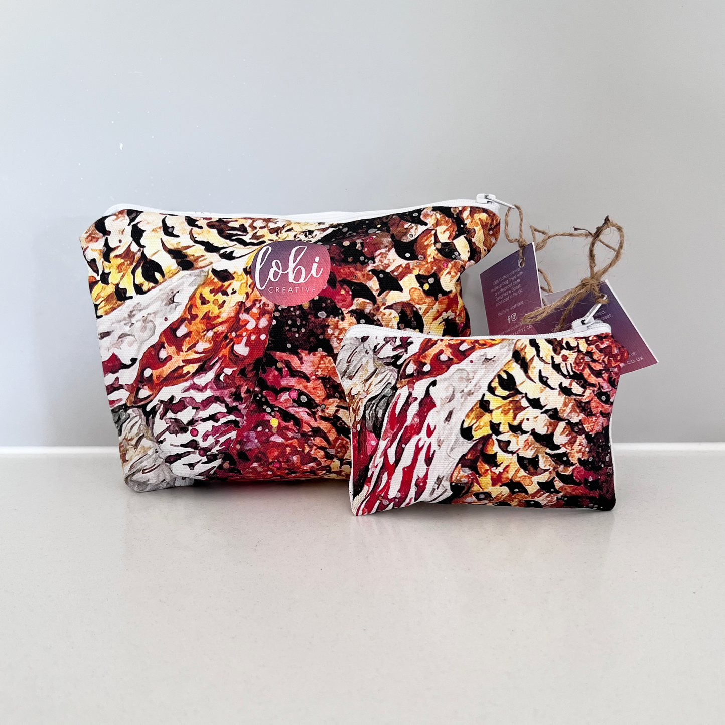 Watercolour Pheasant Cotton Makeup Bag