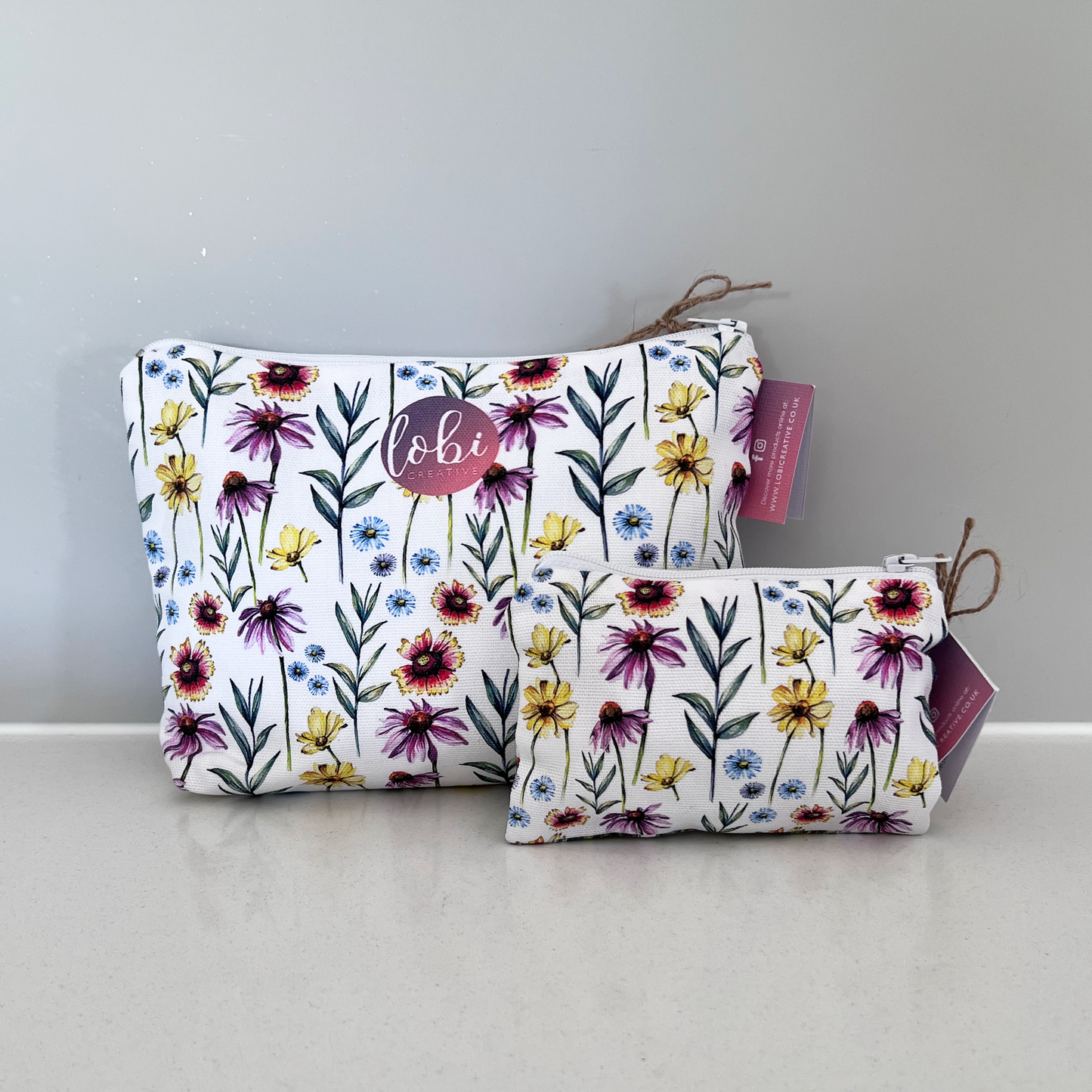 Watercolour Spring Hare Cotton Makeup Bag