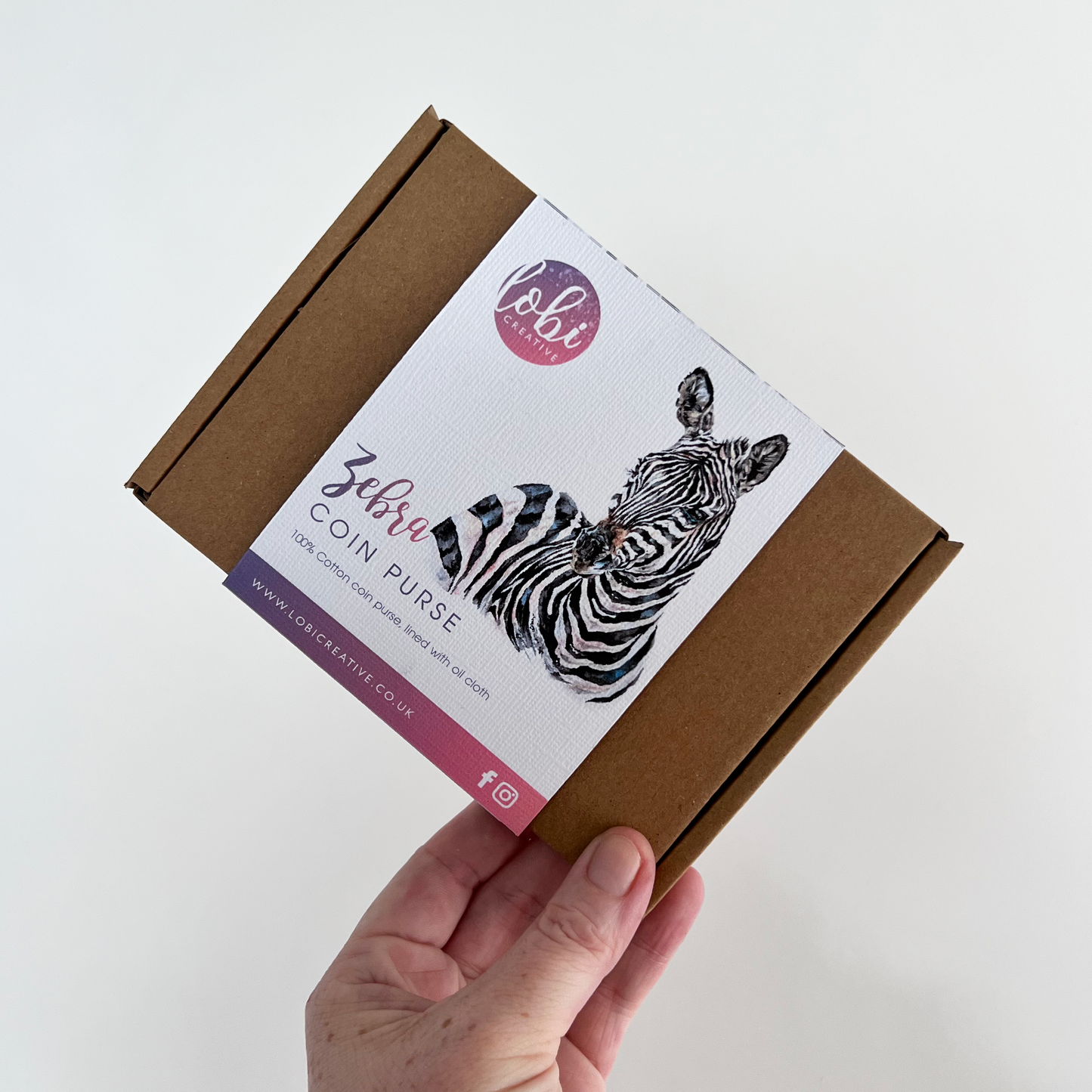 Watercolour Zebra Cotton Coin Purse & Gift Box