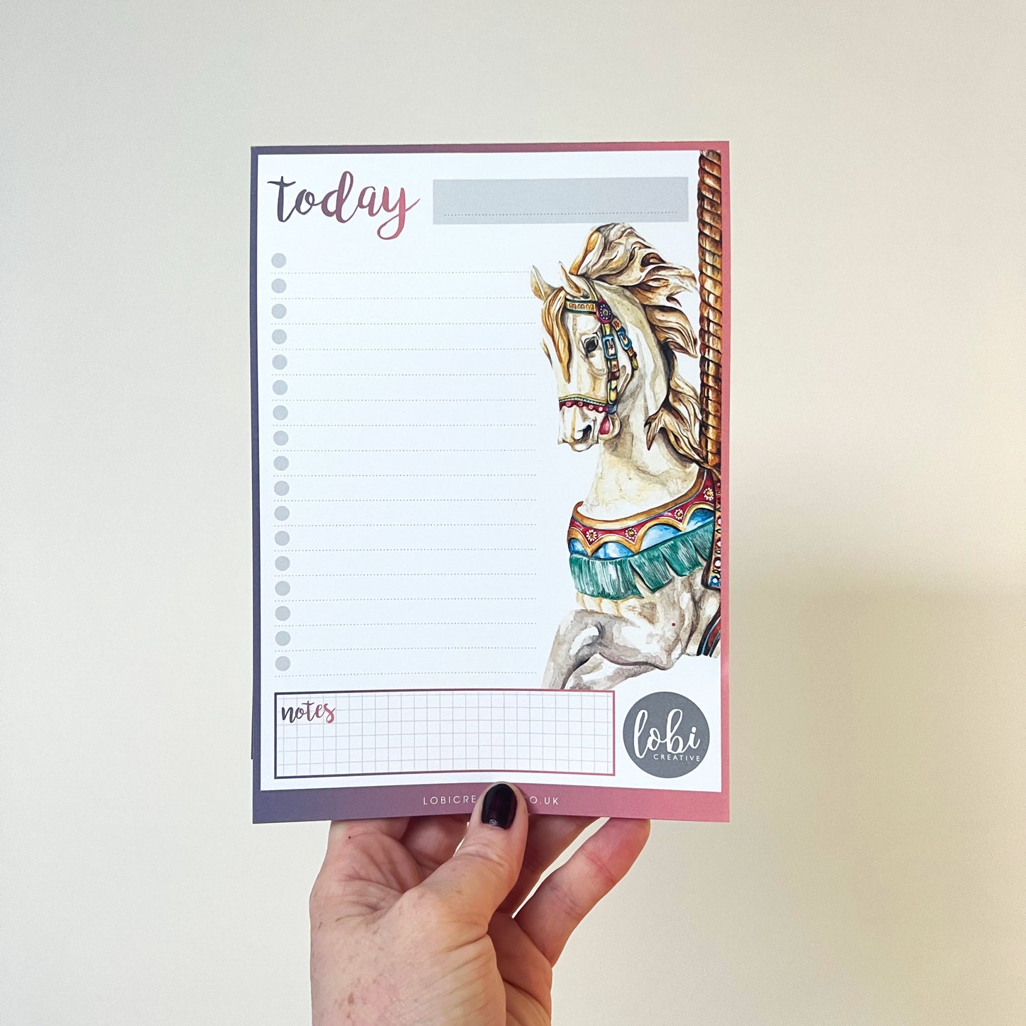 NEW Carousel Horse A5 Daily List Pad
