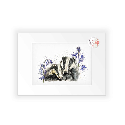 Signed Badger Watercolour A4 Print & Mount