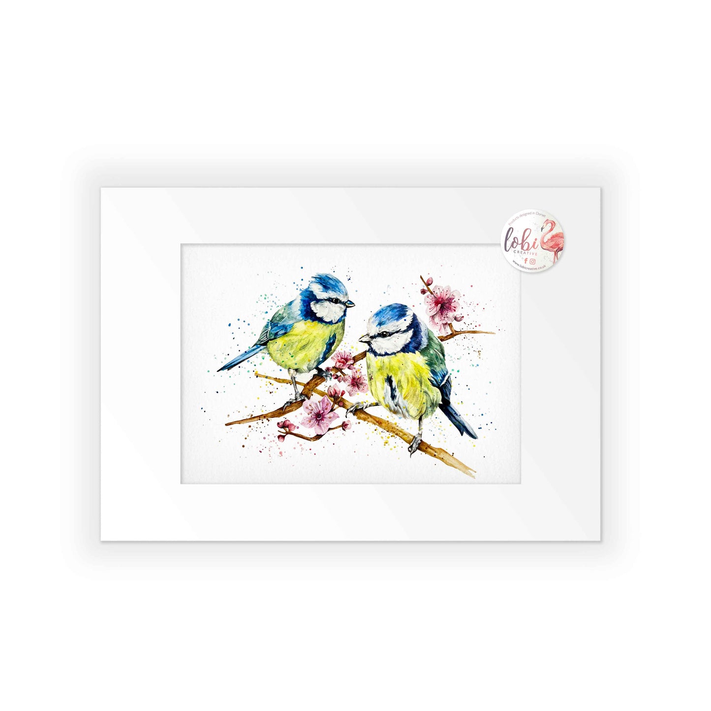 Signed Blue Tit Watercolour A4 Print & Mount