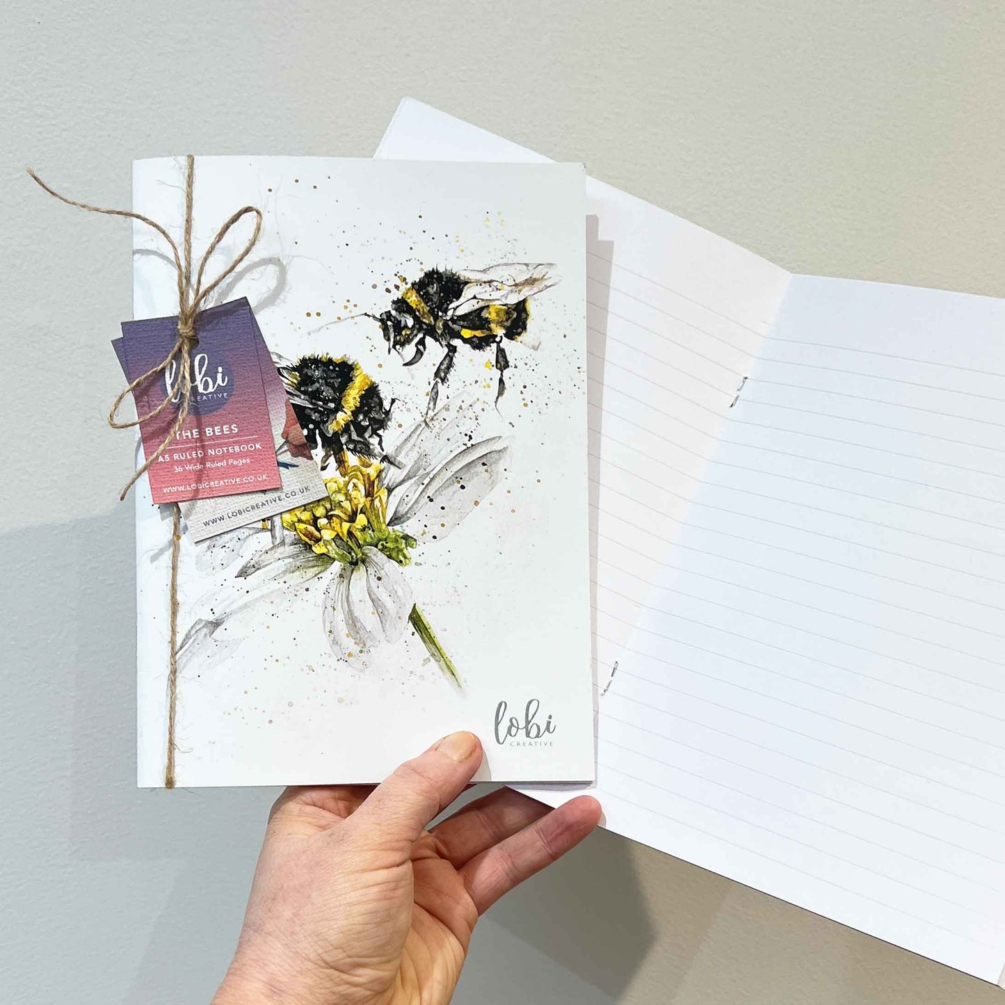 Watercolour Bee A5 Ruled Notebook