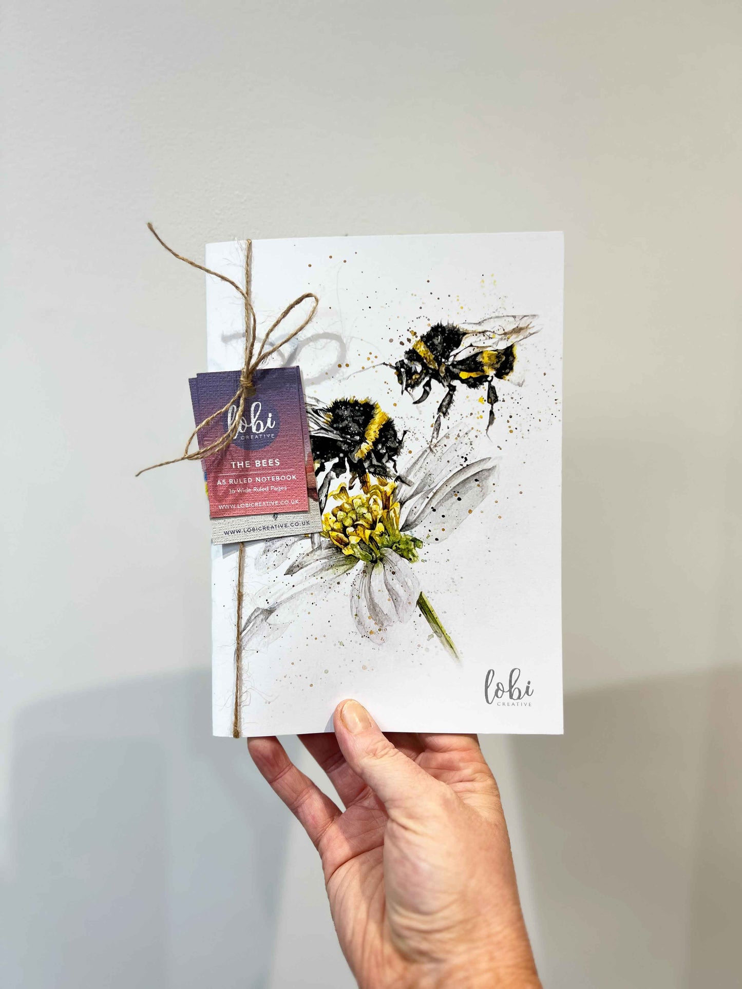 Watercolour Bee A5 Ruled Notebook