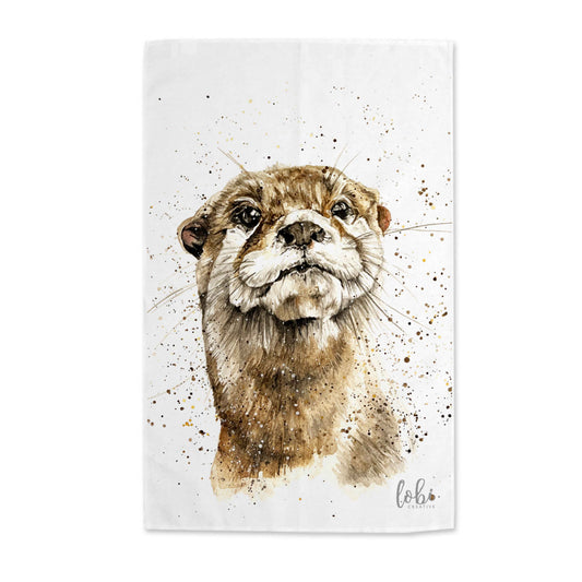 Watercolour Otter Cotton Tea Towel