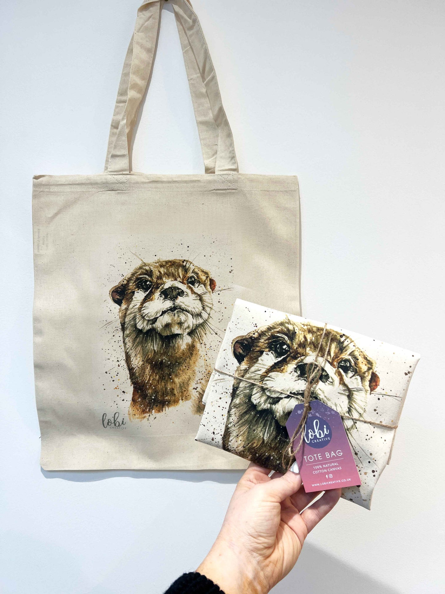 Watercolour Otter Cotton Tote Bag