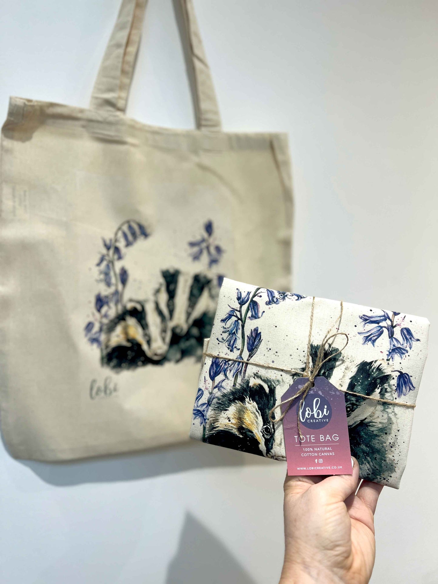 Watercolour Badger Cotton Tote Bag