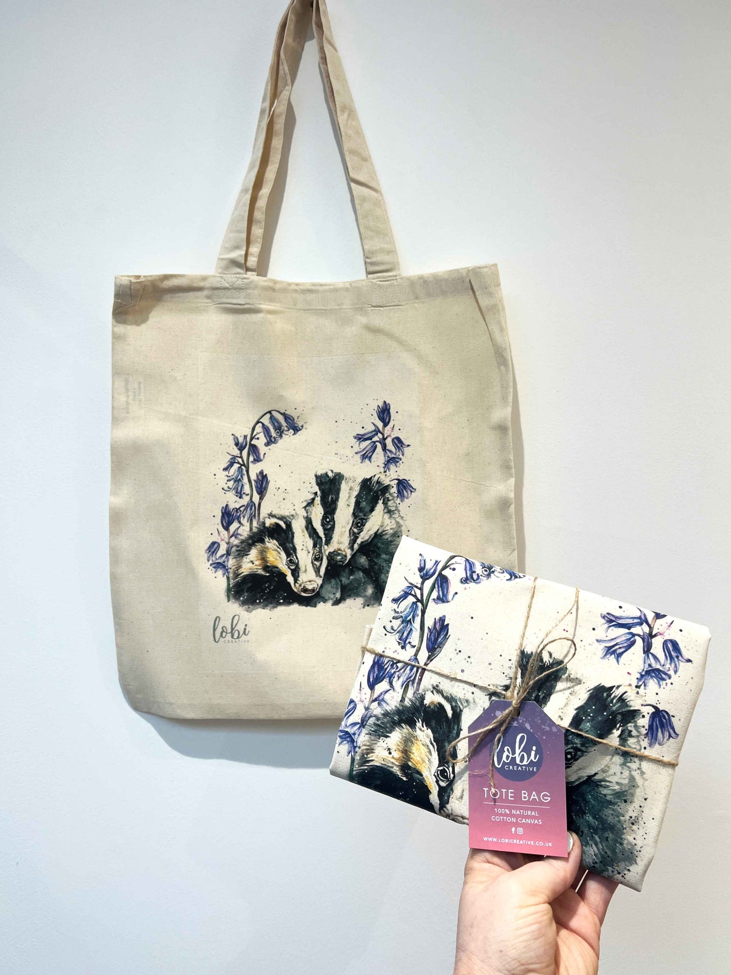 Watercolour Badger Cotton Tote Bag