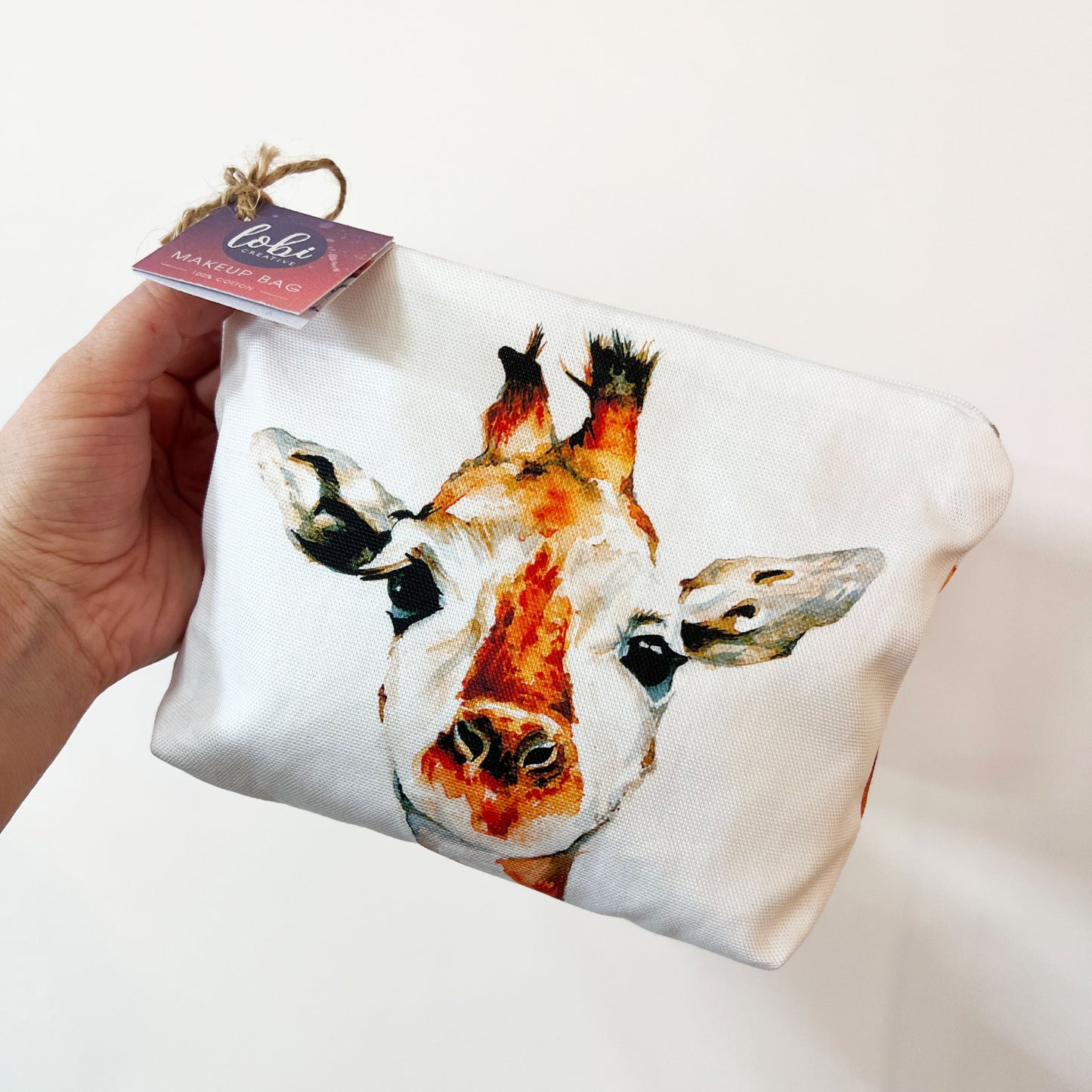 Watercolour Giraffe Cotton Makeup Bag
