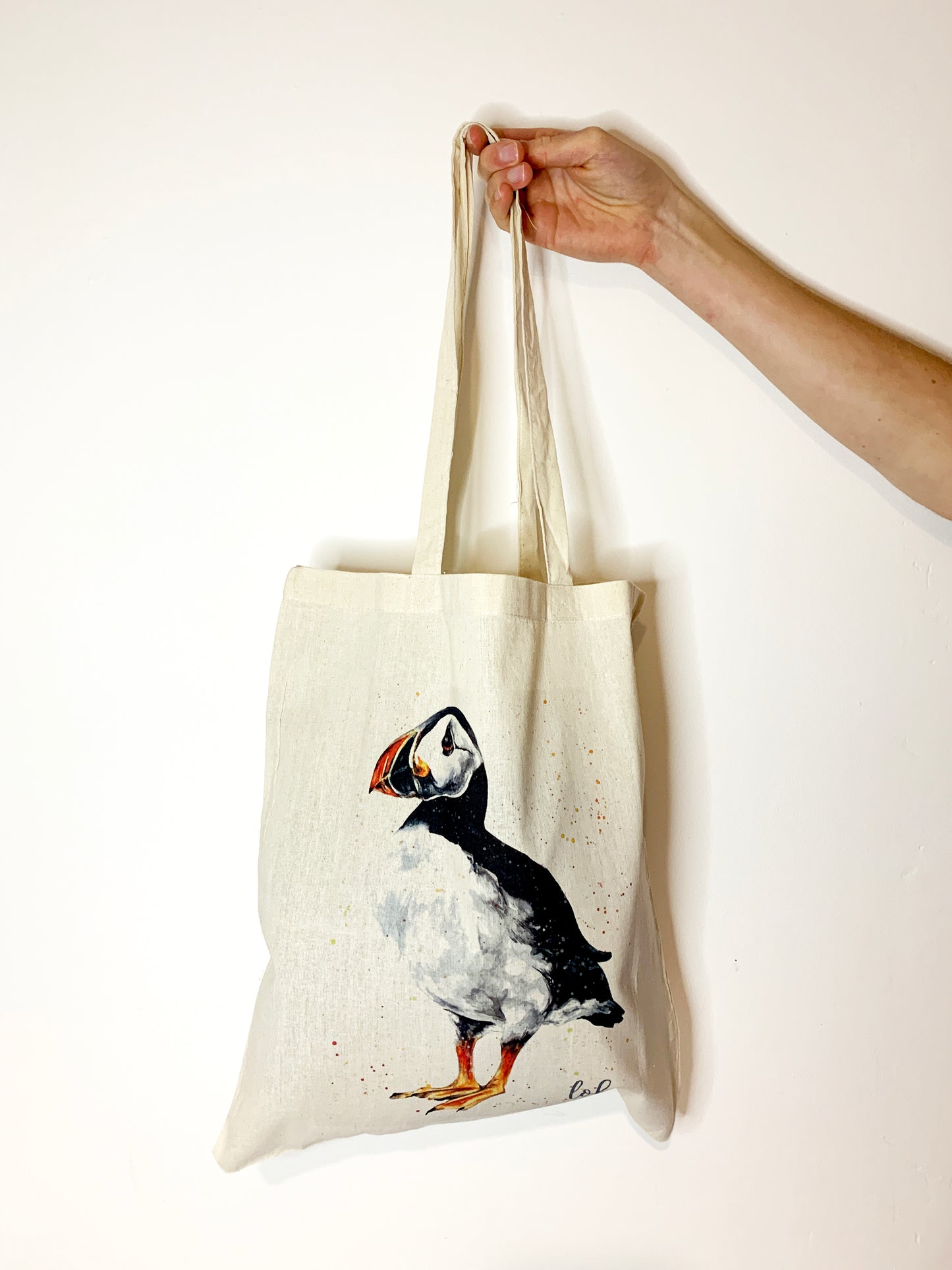 Watercolour Puffin Cotton Tote Bag