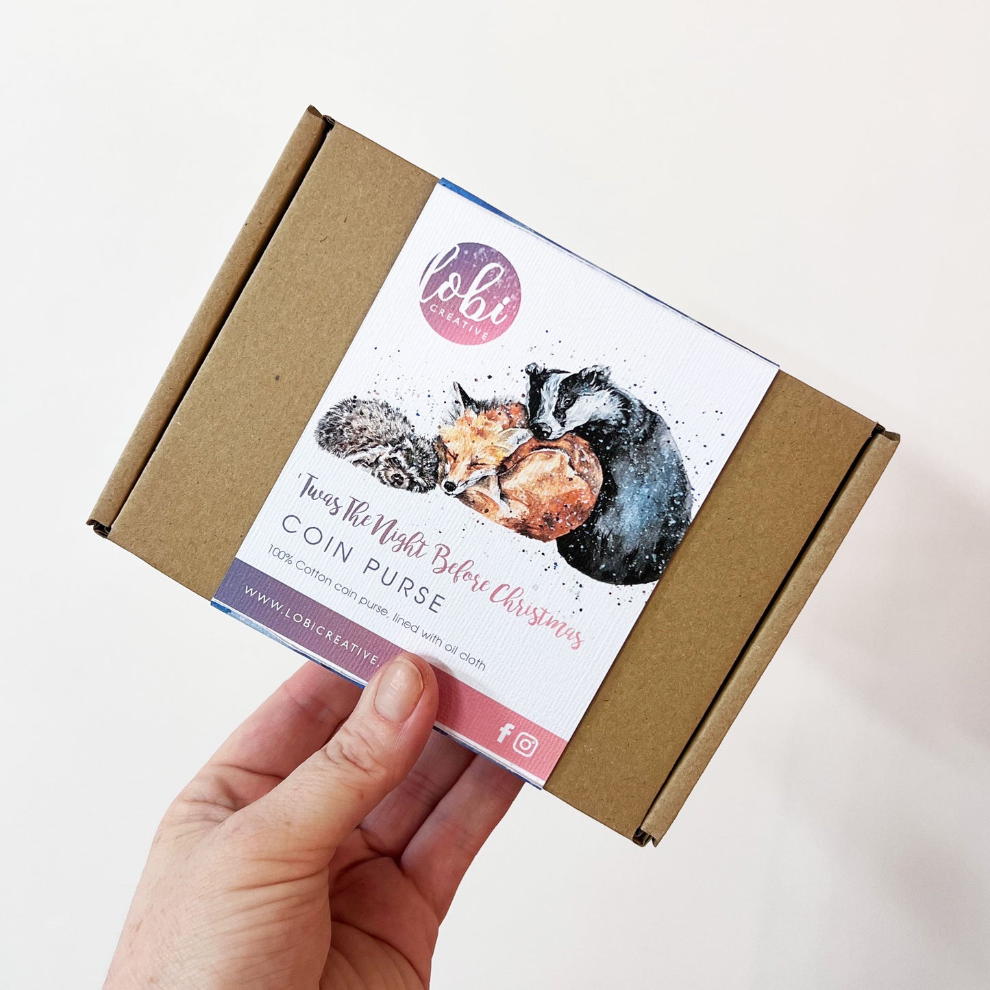 Watercolour 'Twas the night before Christmas Cotton Coin Purse & Gift Box