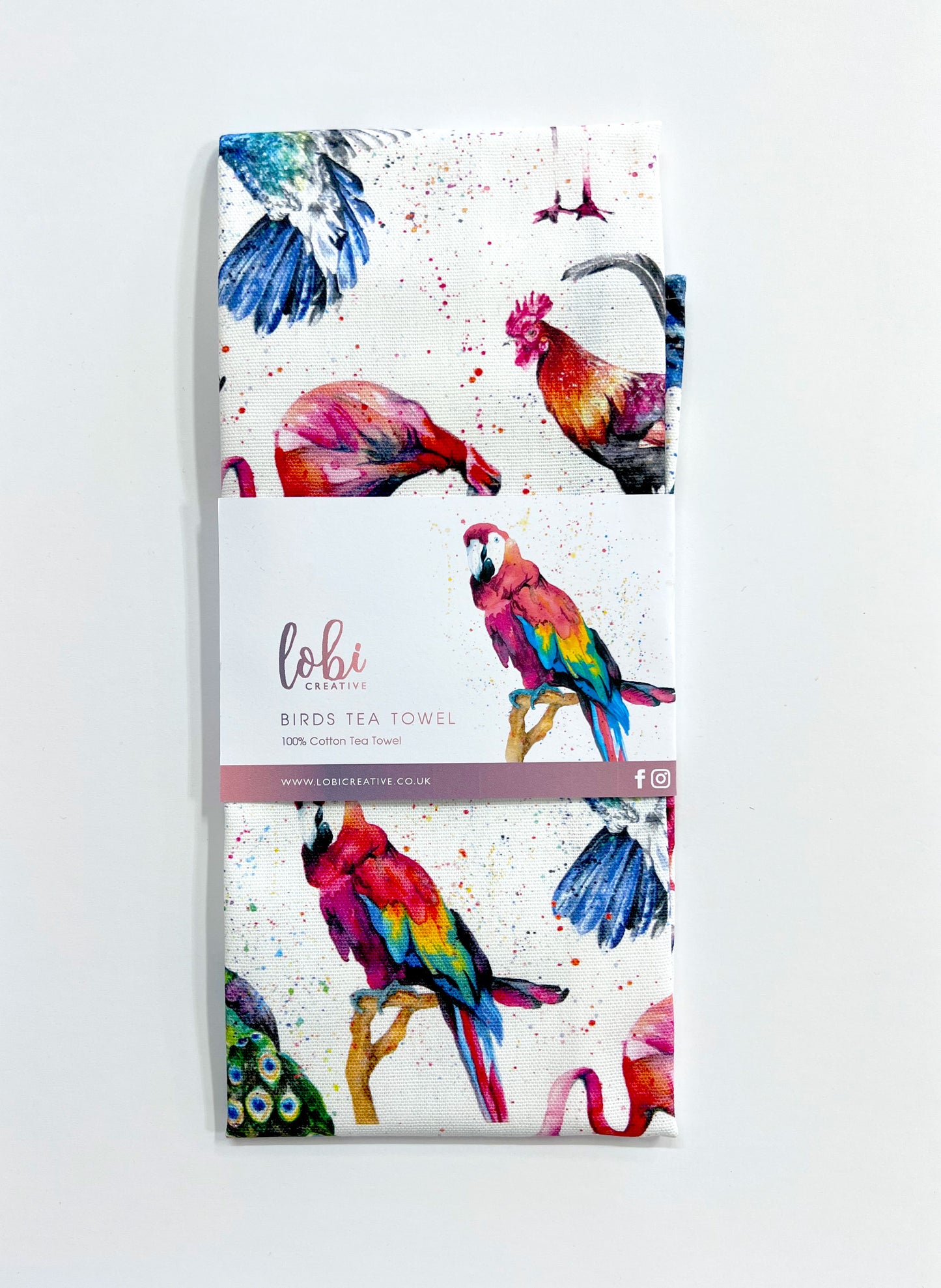 Watercolour Birds Cotton Tea Towel