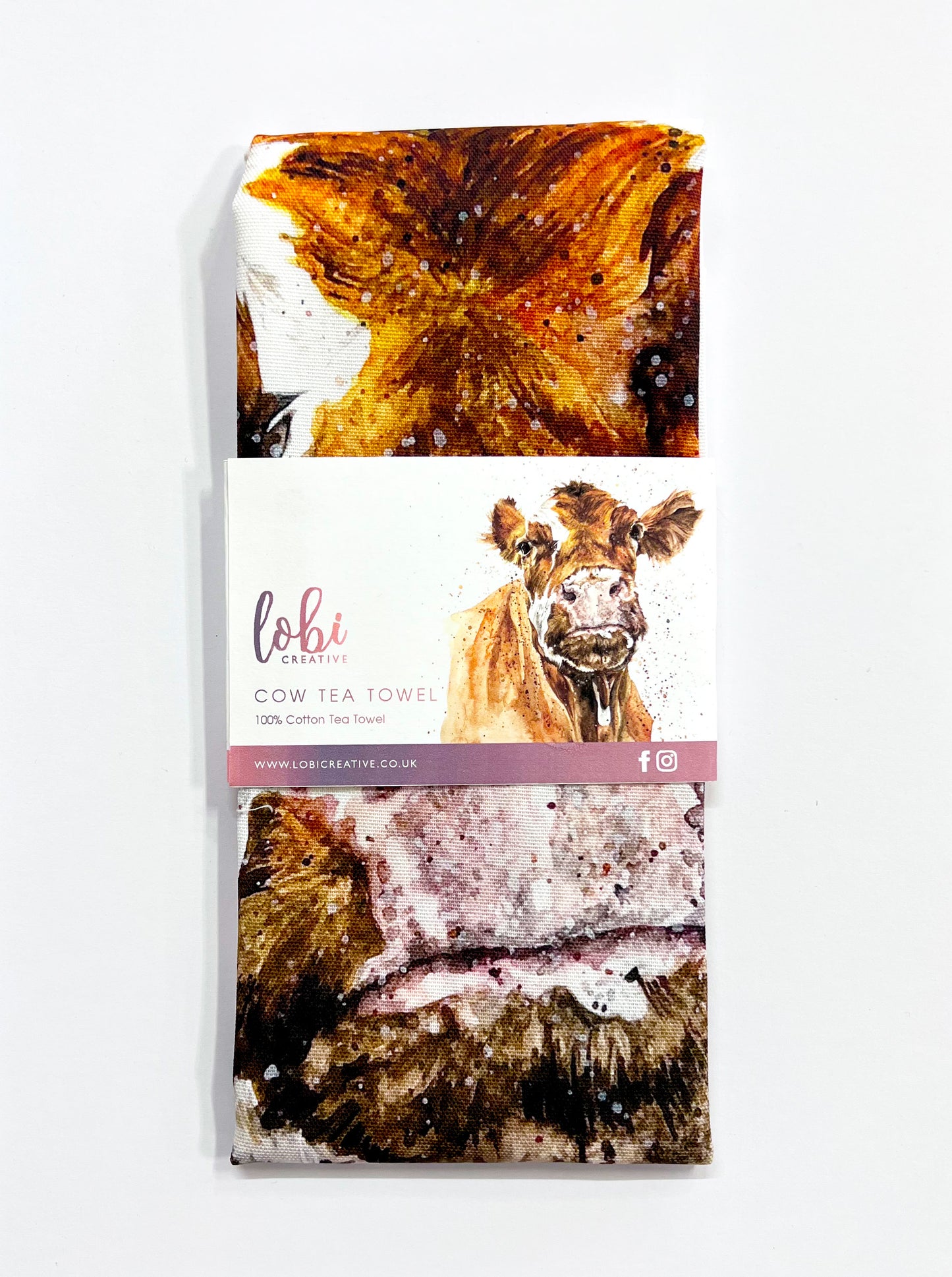 Watercolour Cow Cotton Tea Towel