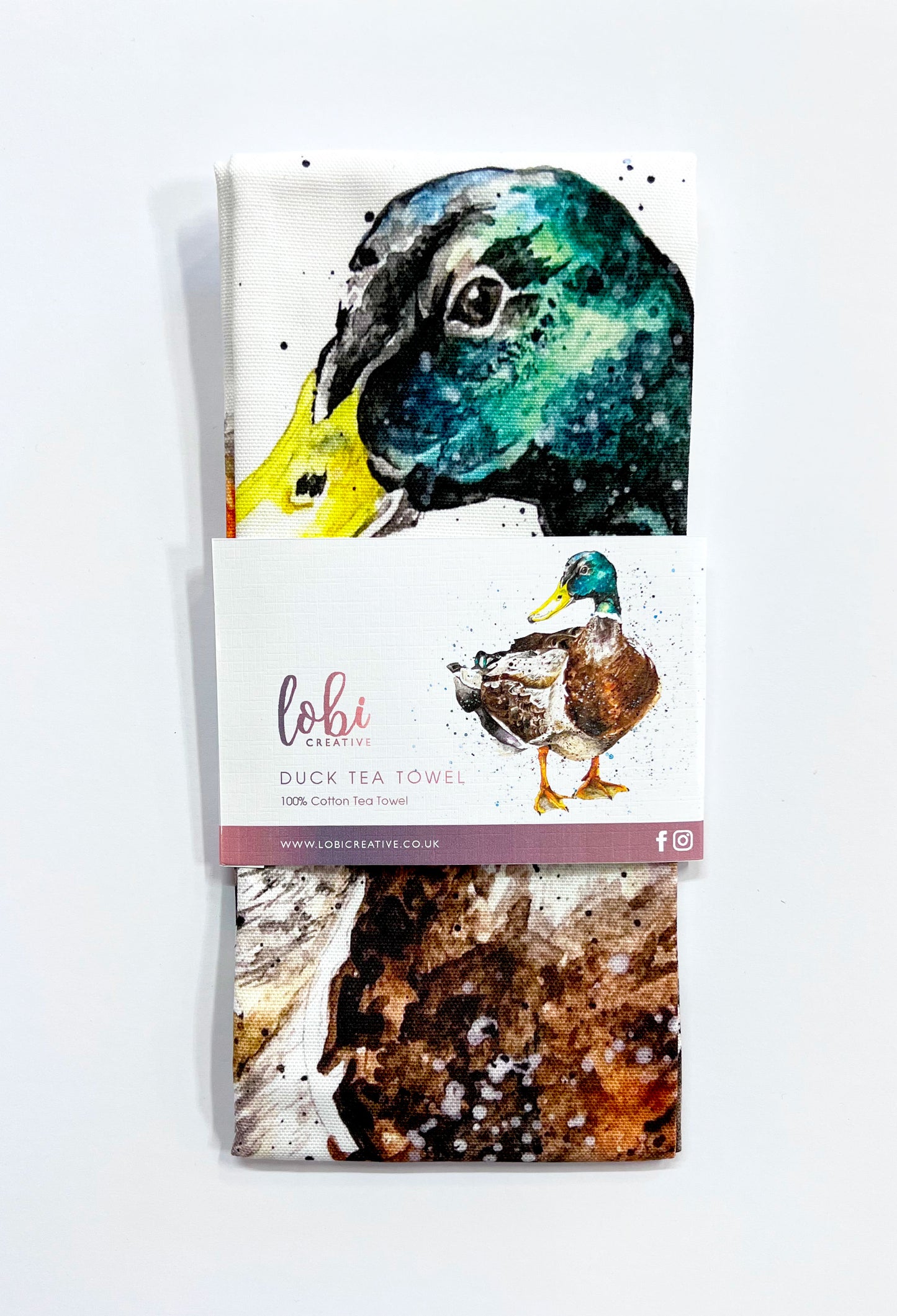 Watercolour Duck Cotton Tea Towel