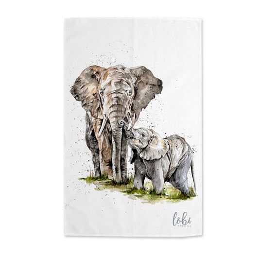 Watercolour Elephant Cotton Tea Towel