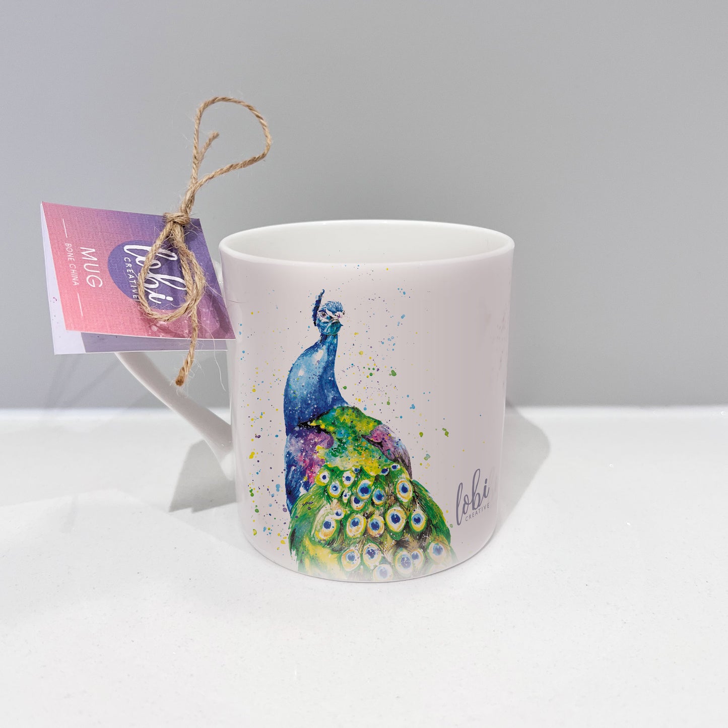 Peacock Bone China Mug