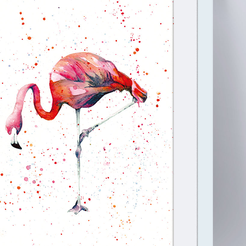Signed Flamingo Watercolour A4 Print & Mount