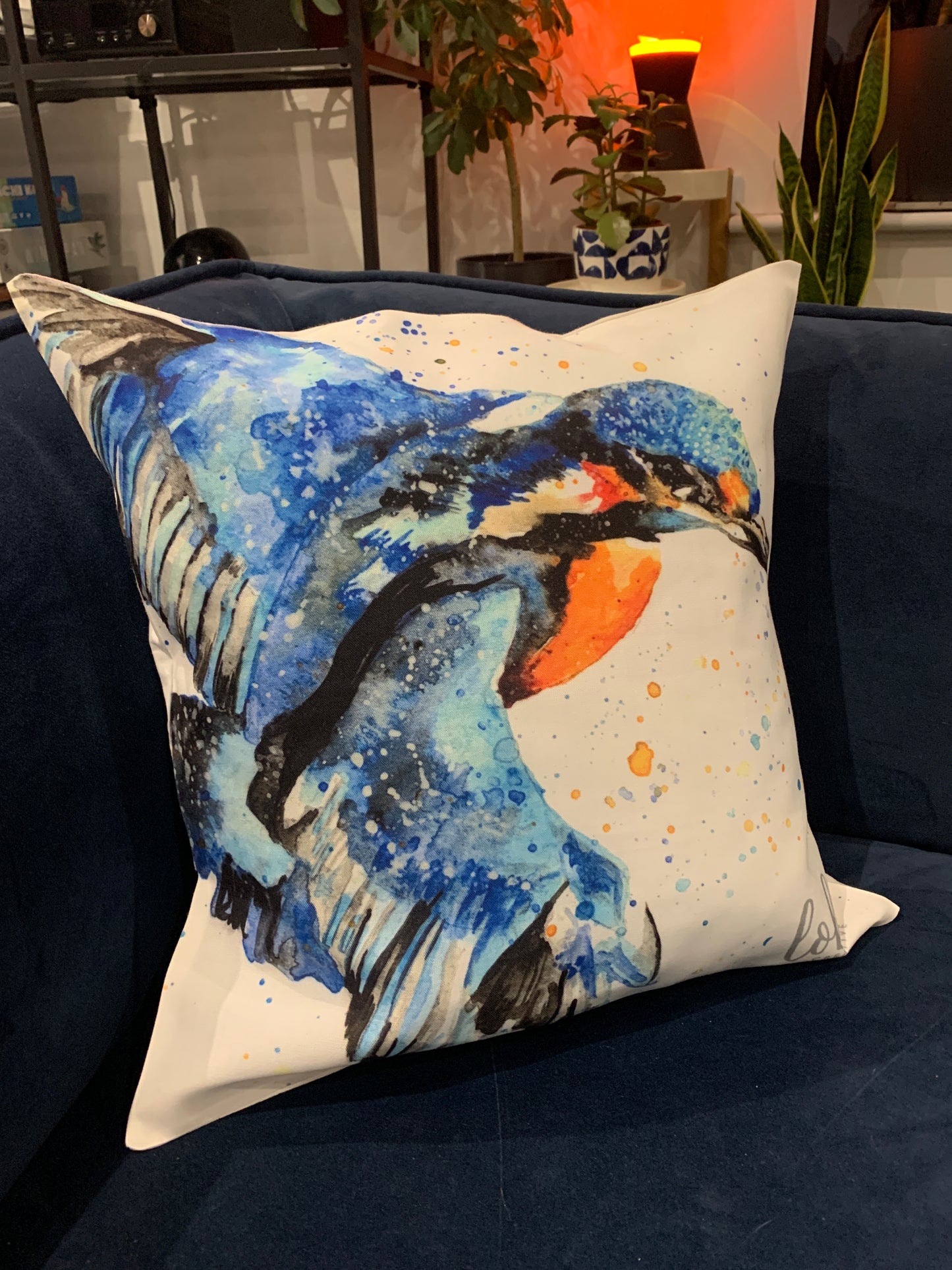Kingfisher cushion cover