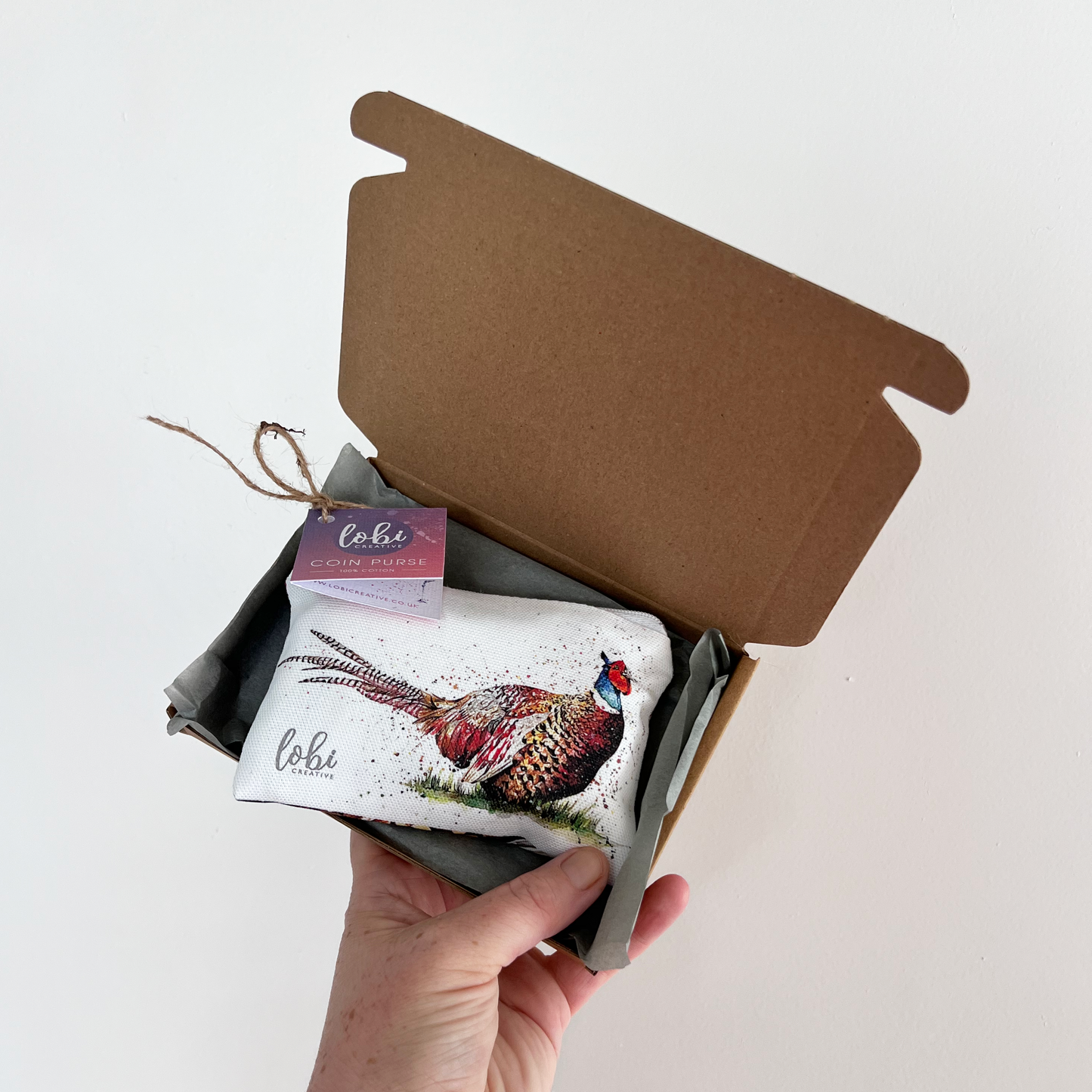 Watercolour Pheasant Cotton Coin Purse & Gift Box