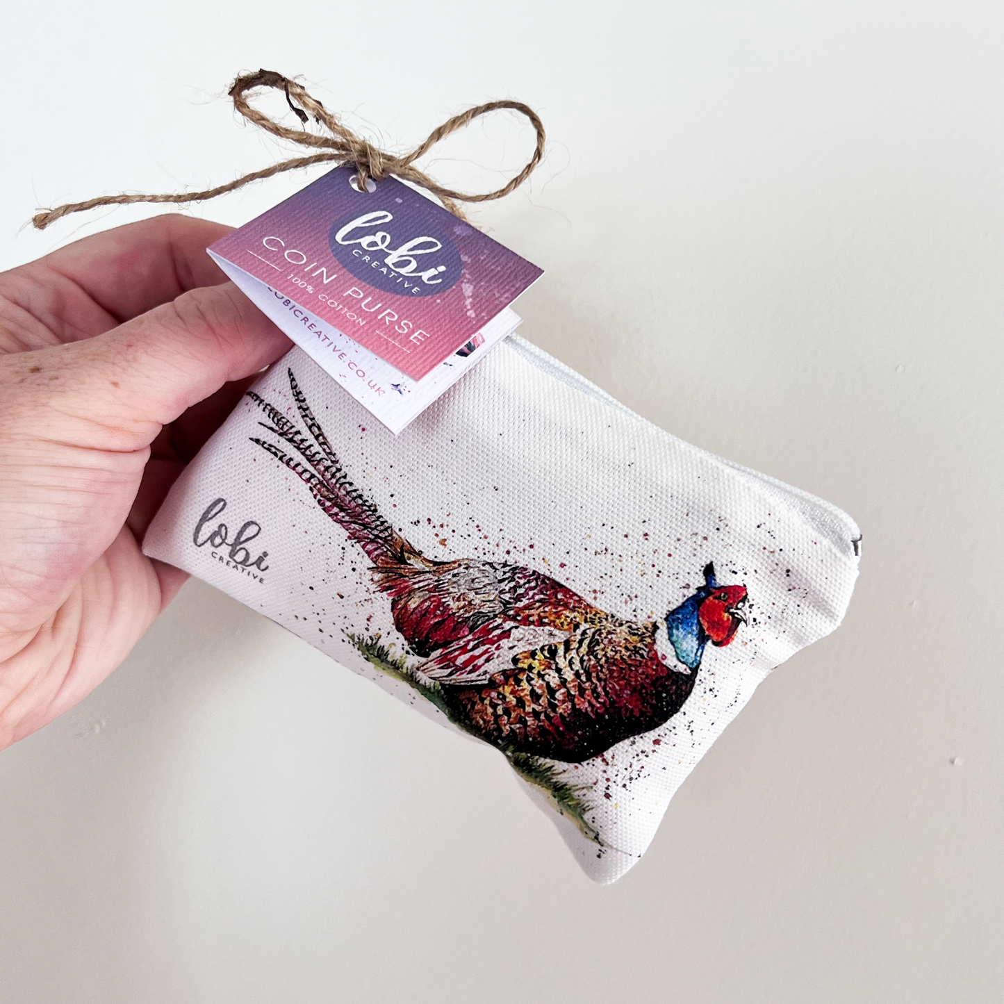 Watercolour Pheasant Cotton Coin Purse & Gift Box