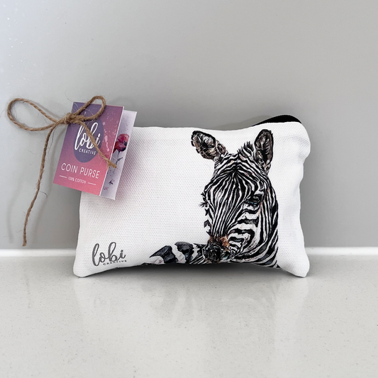 Watercolour Zebra Cotton Coin Purse & Gift Box