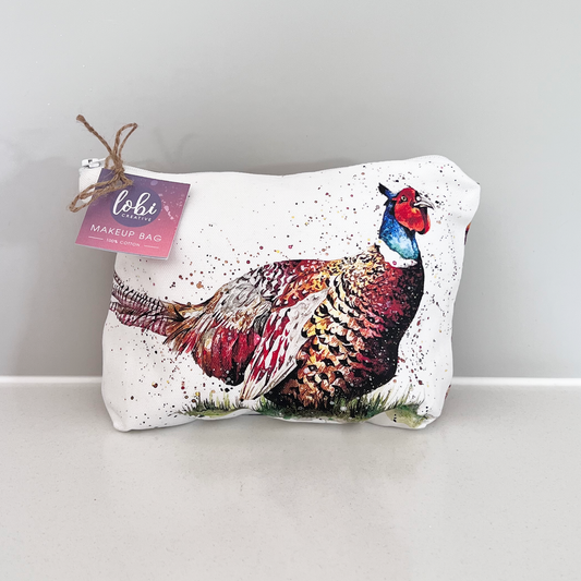 Watercolour Pheasant Cotton Makeup Bag