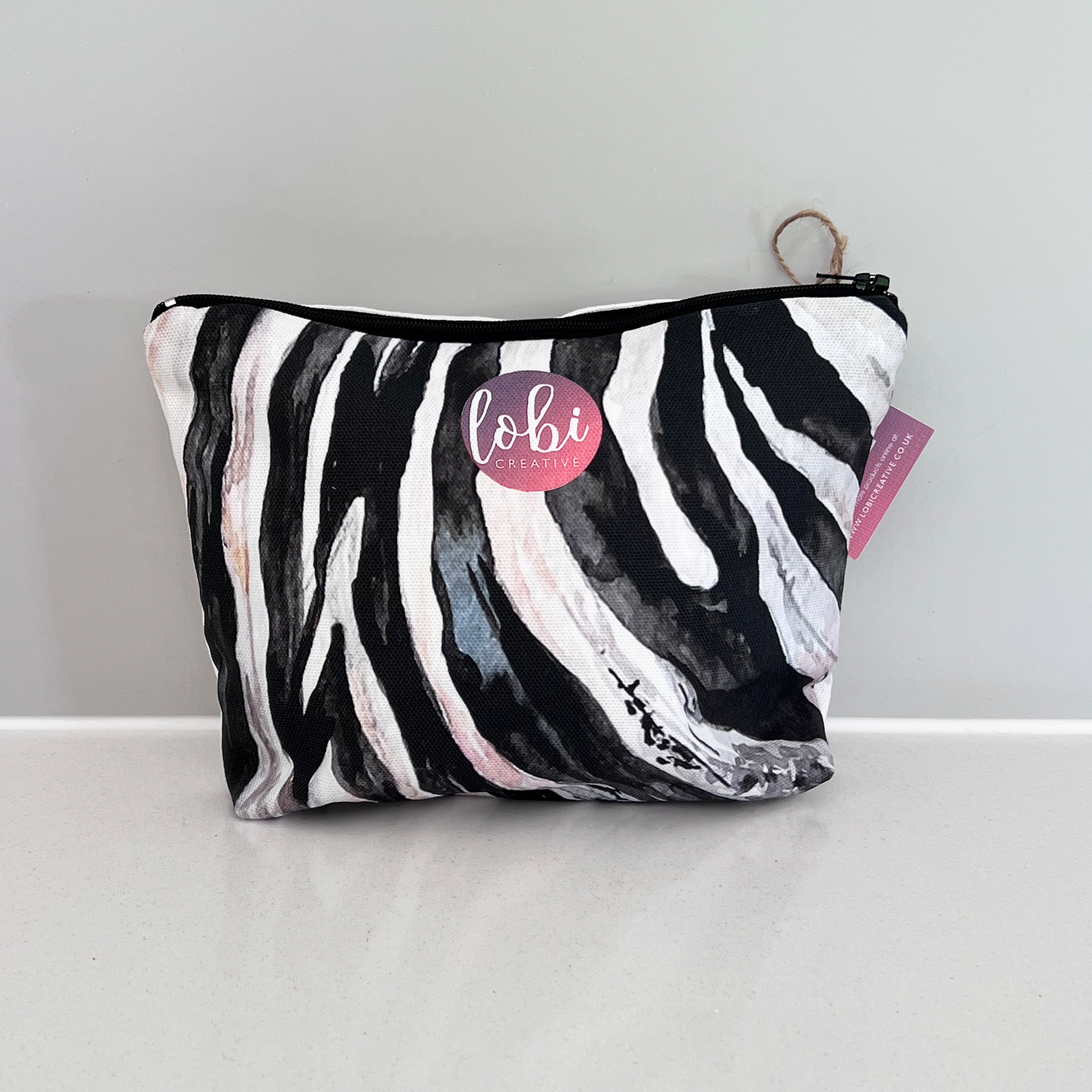 Watercolour Zebra Cotton Makeup Bag