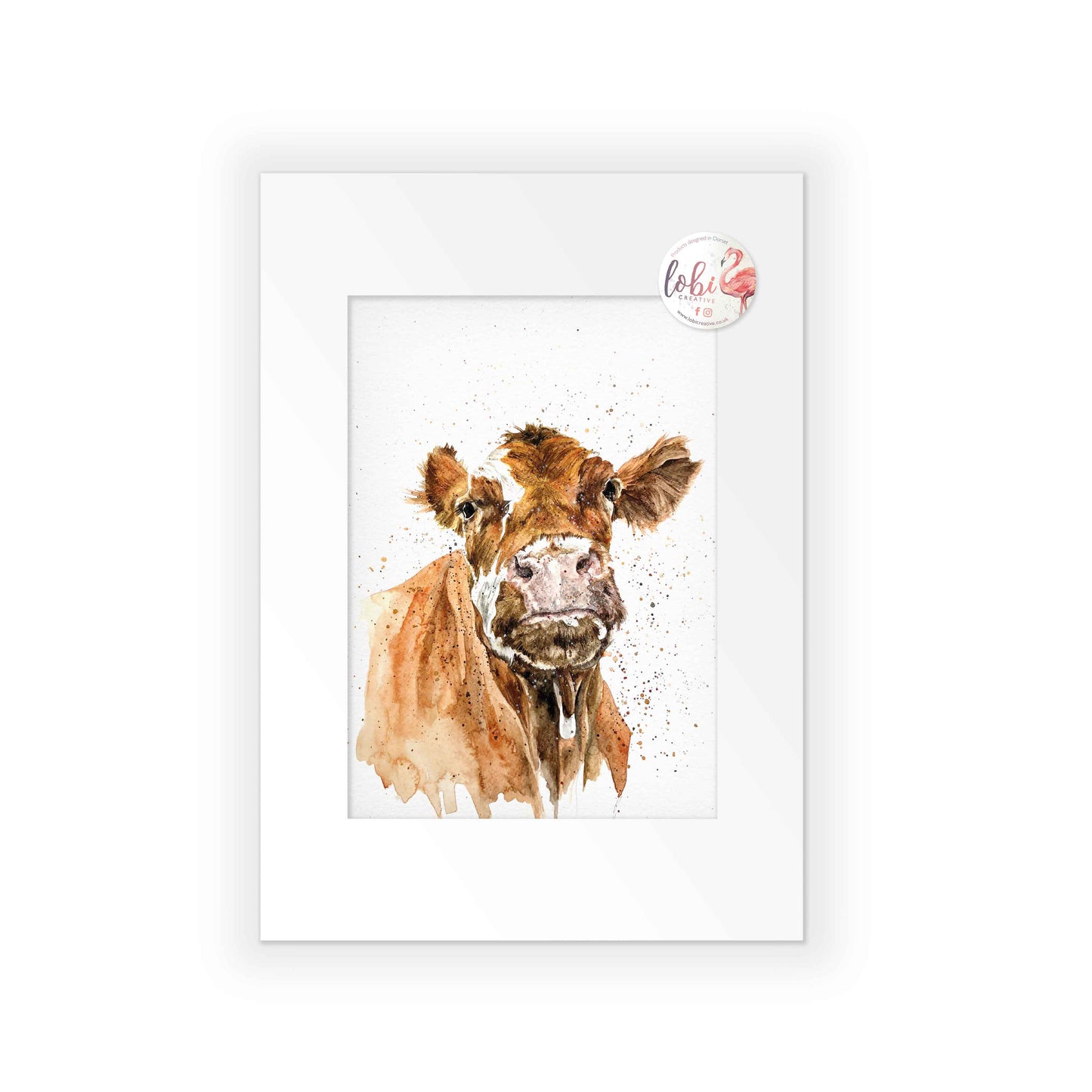 Signed Watercolour Cow A4 Print & Mount