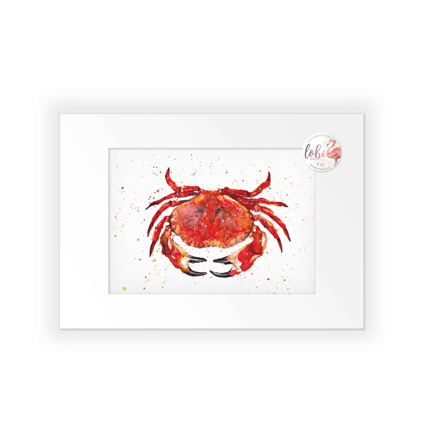 Signed Crab Watercolour A4 Print & Mount