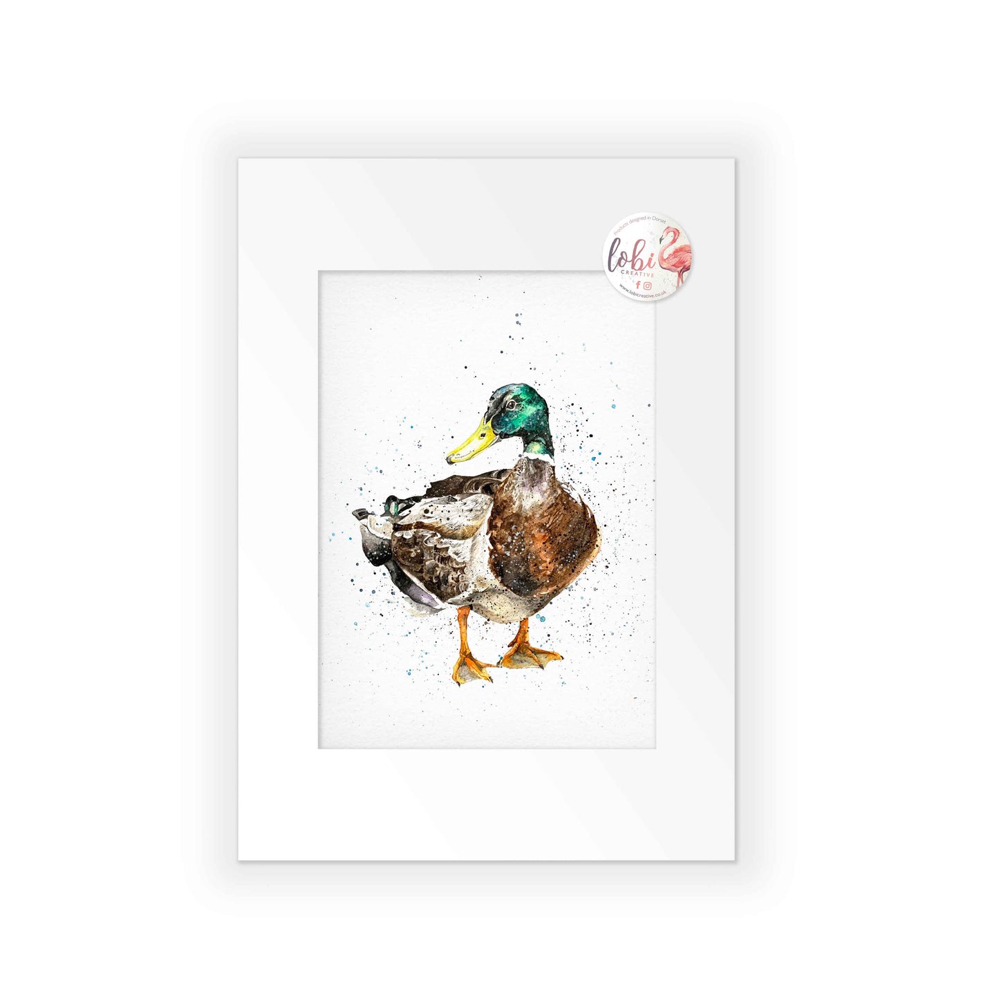 Signed Duck Watercolour A4 Print and mount