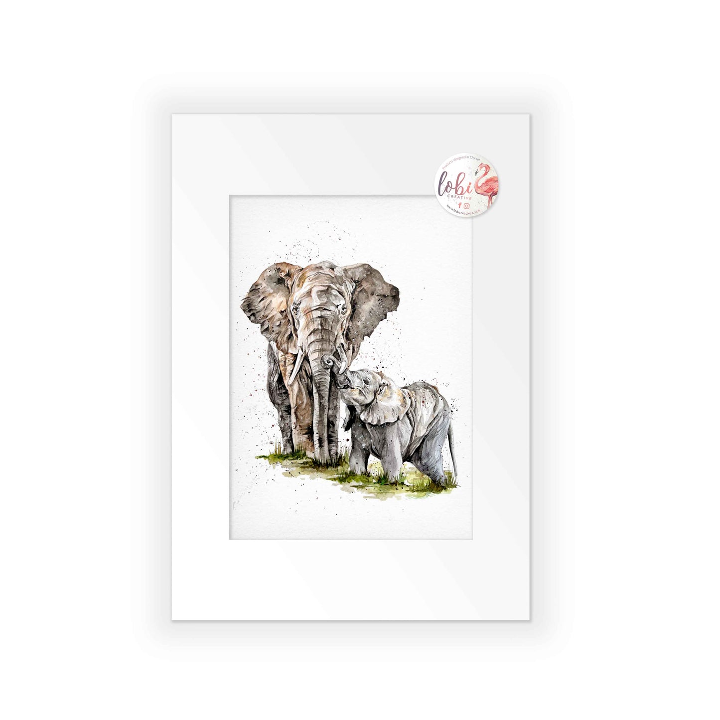 Signed Elephant Watercolour A4 Print & Mount