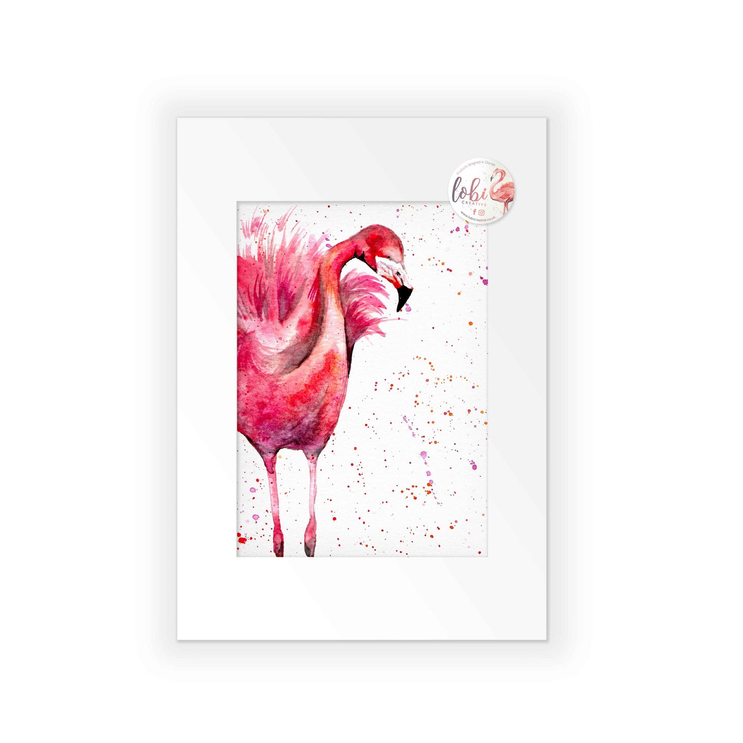 Signed Exotic Flamingo Watercolour A4 Print & Mount
