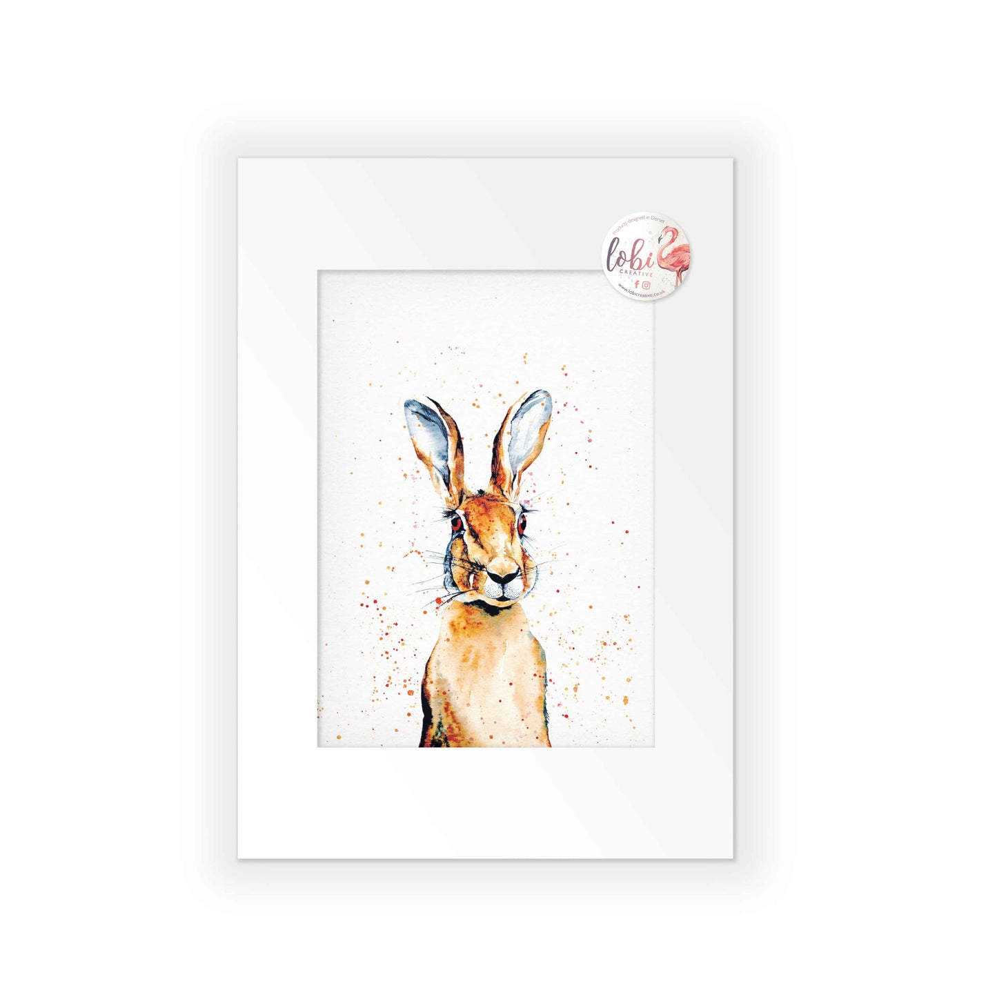 Signed Hare Watercolour A4 Print & Mount