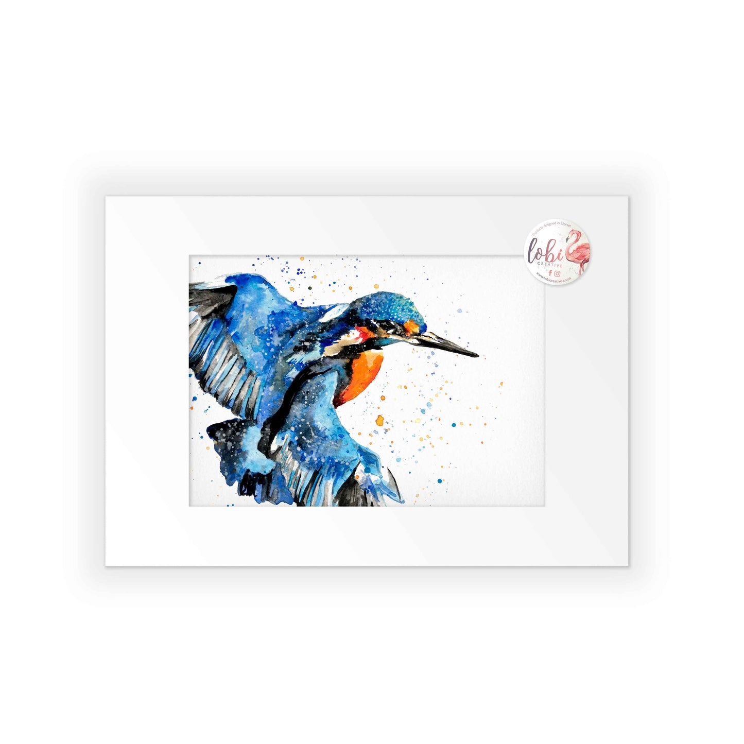 Signed Kingfisher Watercolour A4 Print & Mount