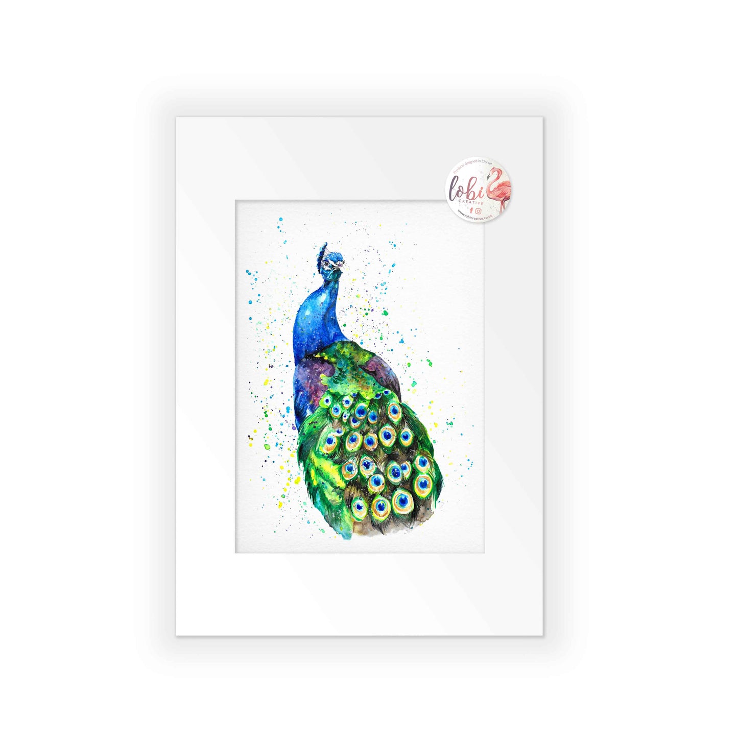 Signed Peacock Watercolour A4 Print & Mount
