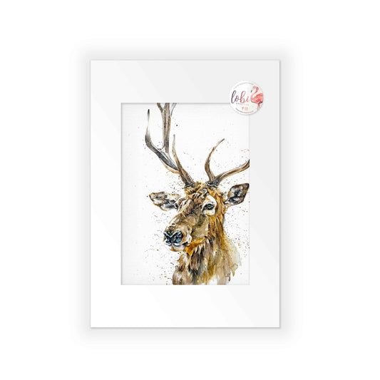 Watercolour Stag Signed A4 Print & Mount