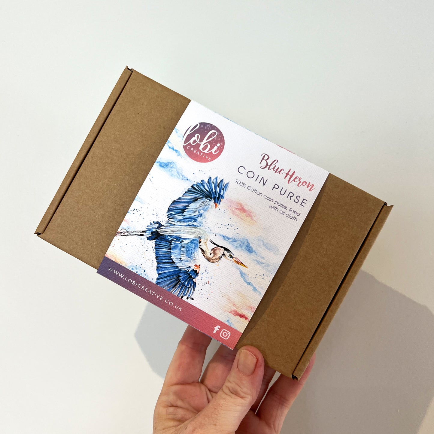 Watercolour Blue Heron Cotton Coin Purse & Gift Box