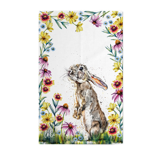 Watercolour Spring Hare Cotton Tea Towel