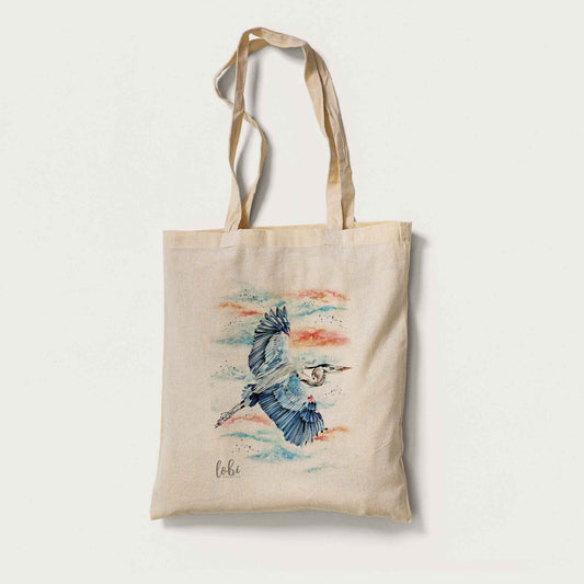 Watercolour Blue Heron Cotton Tote Bag