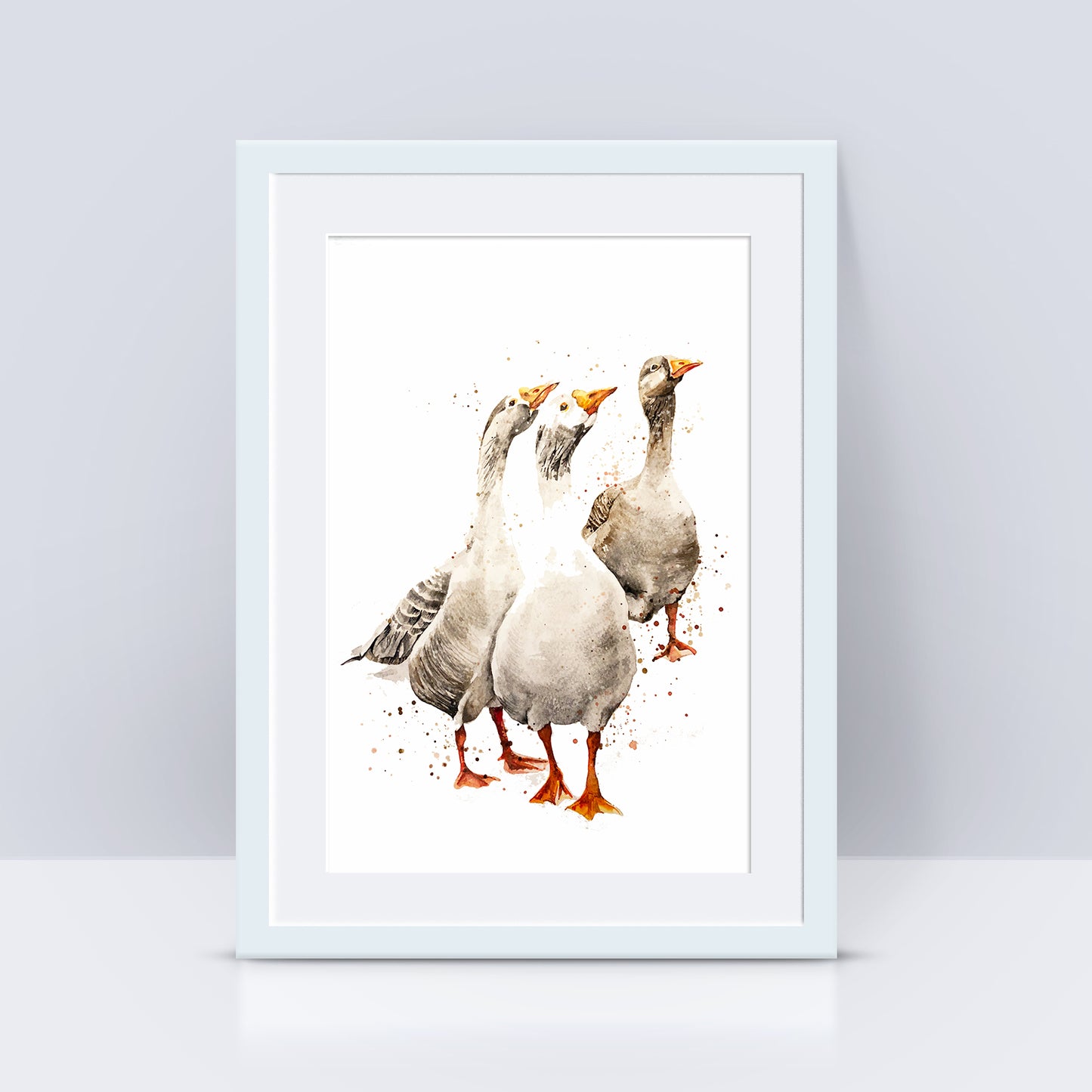 Signed Geese Watercolour A4 Print & Mount