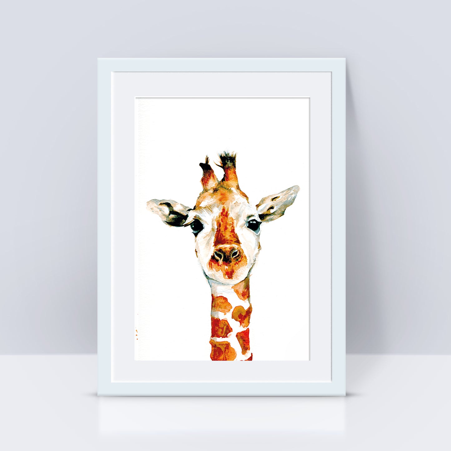 Signed Giraffe Watercolour A4 Print & Mount