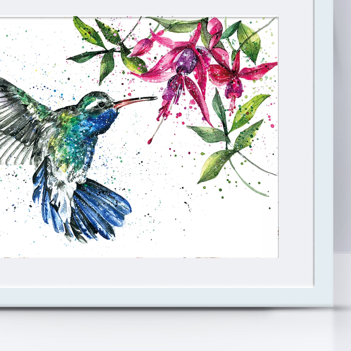 Signed Hummingbird Watercolour A4 Print & Mount