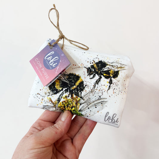 Watercolour Bee Cotton Coin Purse & Gift Box