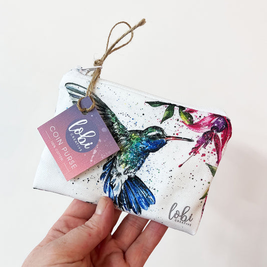 Watercolour Hummingbird Cotton Coin Purse & Gift Set