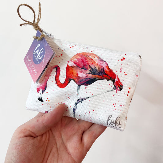 Watercolour Flamingo Cotton Coin Purse & Gift Set