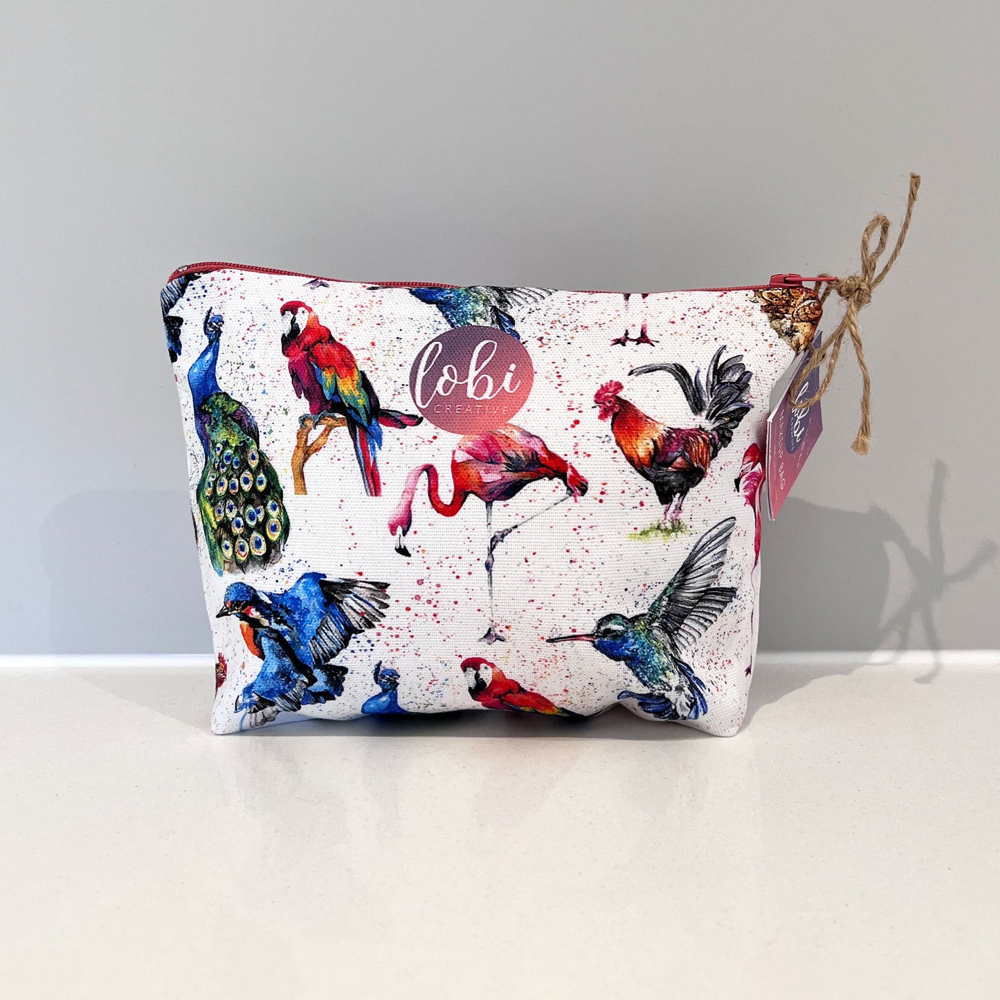 Watercolour Flamingo Cotton Makeup Bag