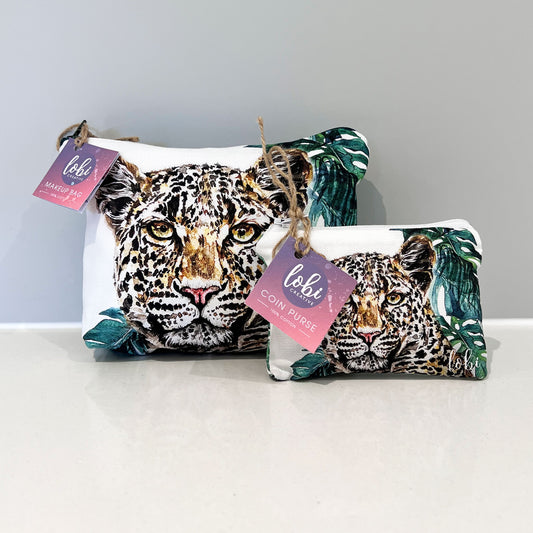 Watercolour Leopard Cotton Makeup Bag