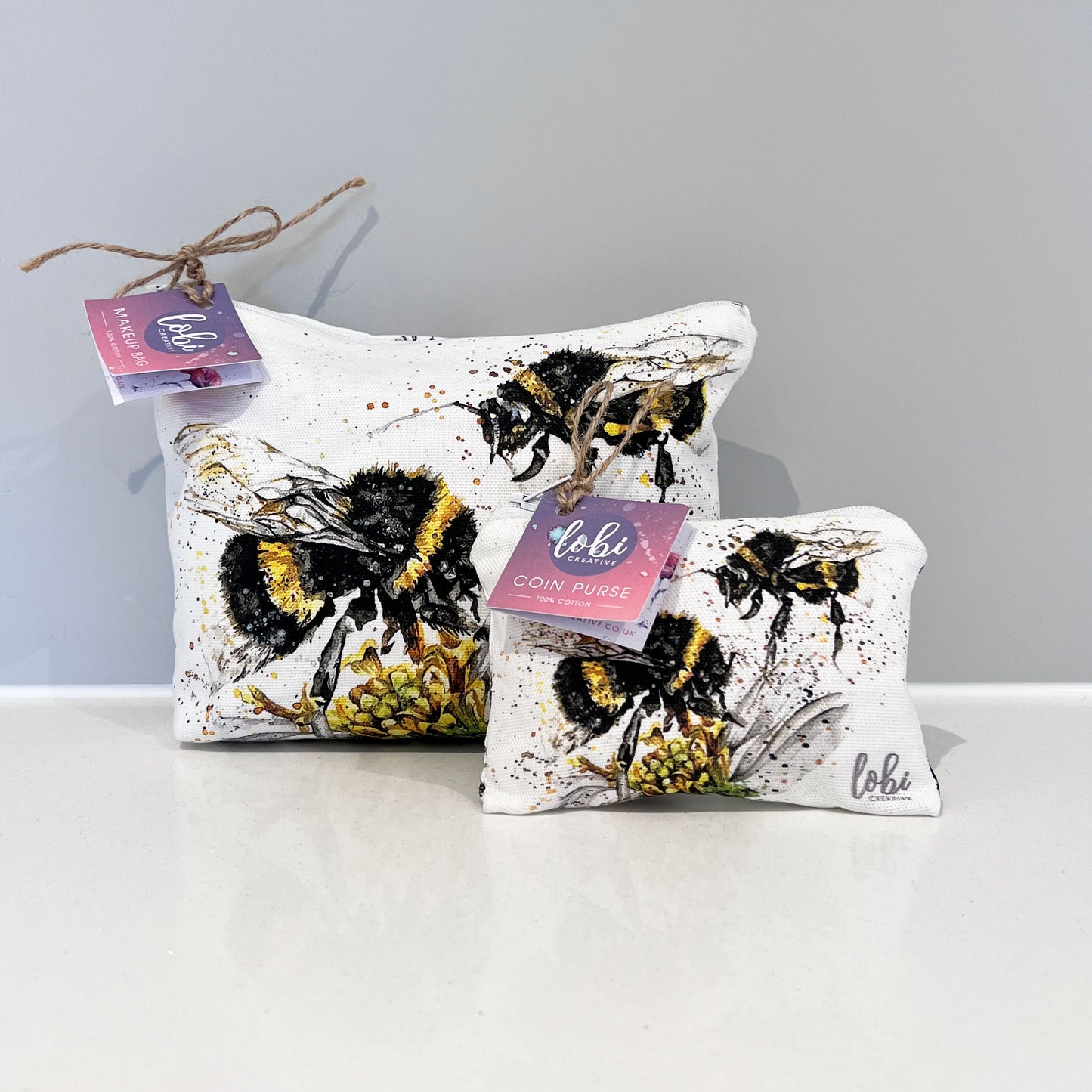 Watercolour Bee Cotton Makeup Bag