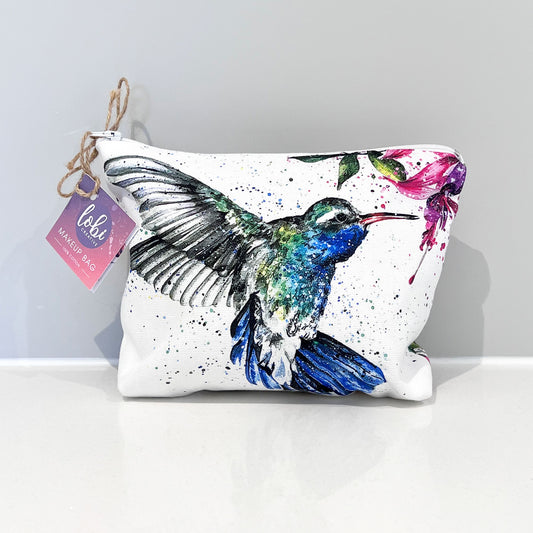 Watercolour Hummingbird Cotton Makeup Bag